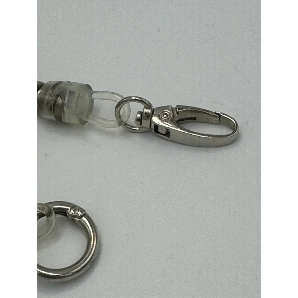 Plastic Stretchy Coil Keychain Wallet Gunmetal Silver Lobster Clasp O-Ring